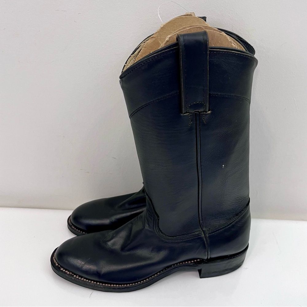 Texas Roper Black Leather Cowboy Boots Womens Size 5